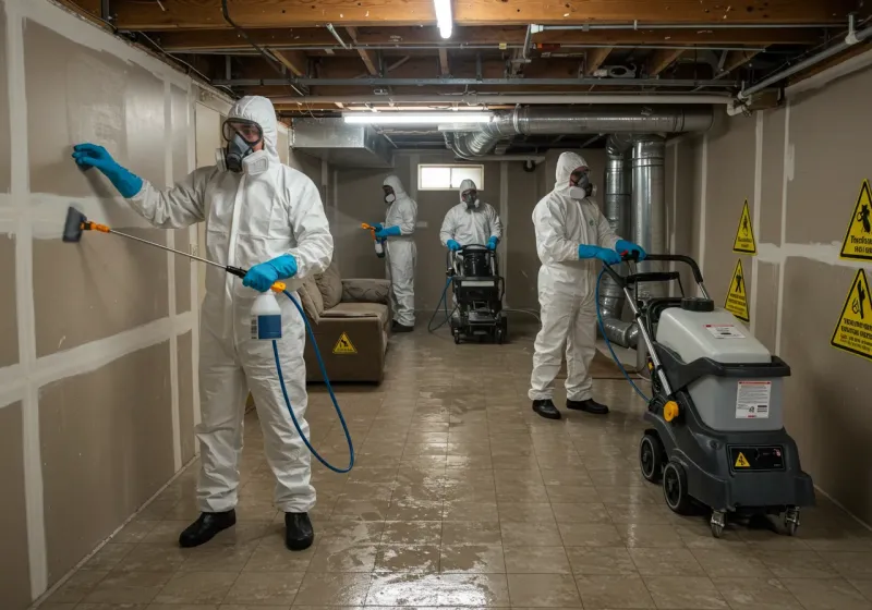 Basement Moisture Removal and Structural Drying process in Prattville, AL